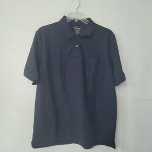 LLBean Shirt Mens L Reg Premium Double L Polo Shirt Black Traditional Fit Cotton